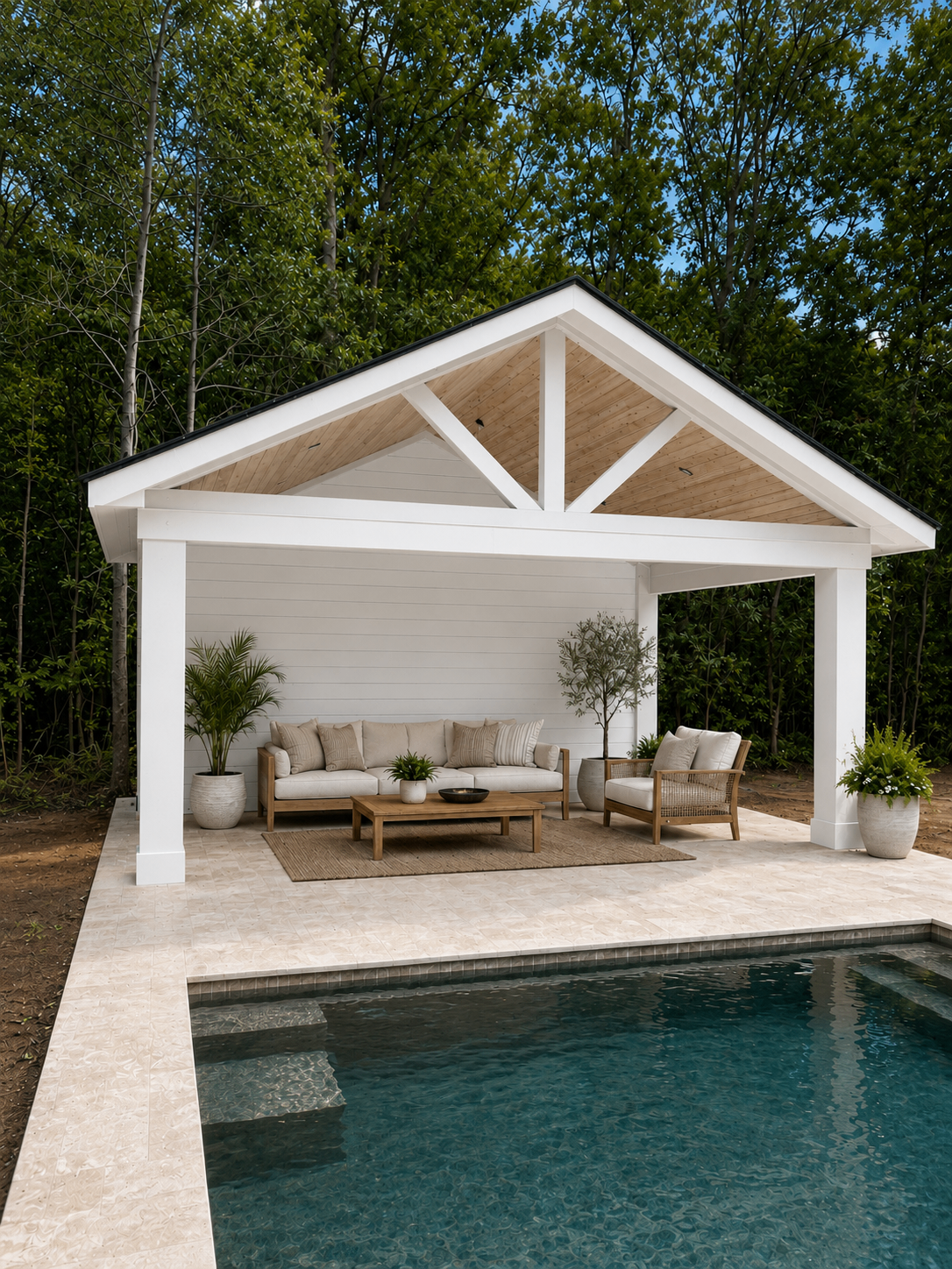 Poolside Gable Pavilion in Lowcountry by Holy City Pergolas